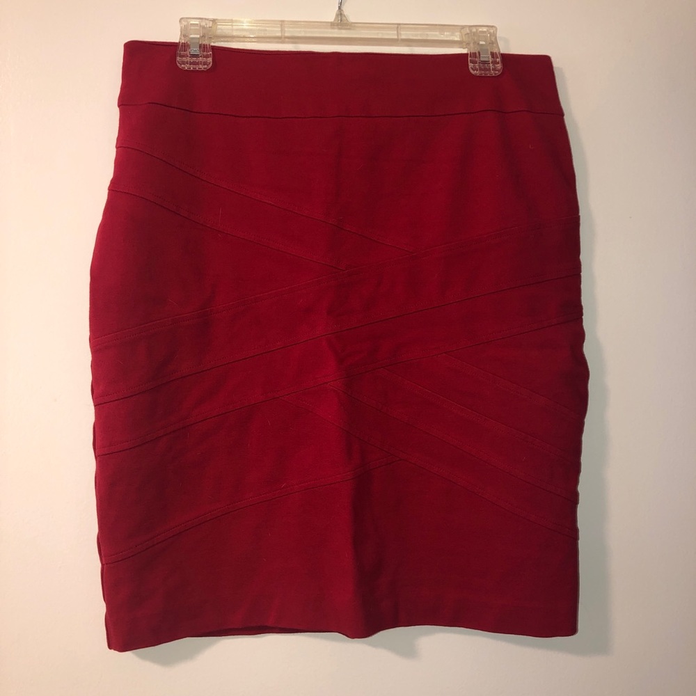 Red, stretchy double lined Tribal skirt